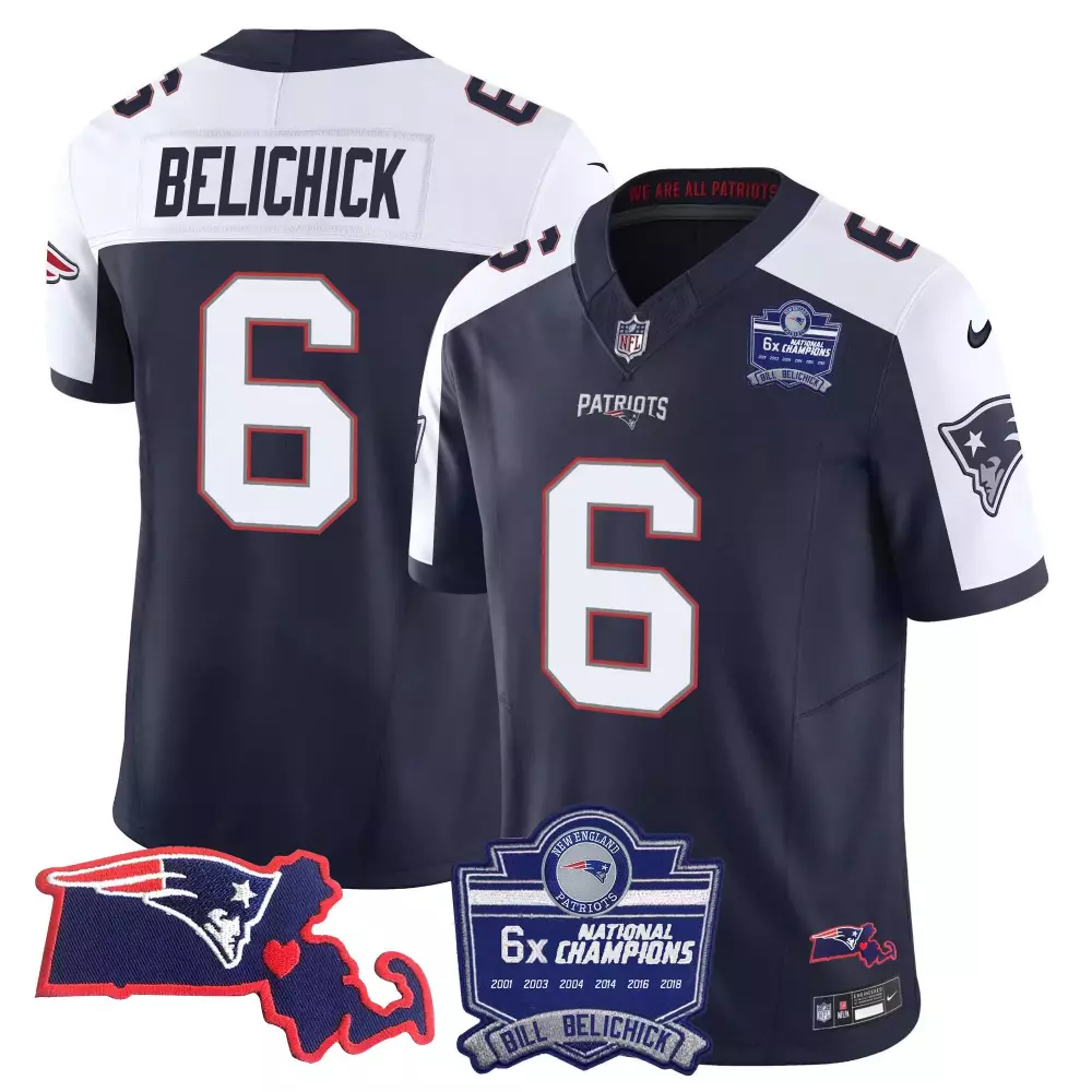 bill belichick alternate mens new england patriots bill belichick 6x champions patch vapor jersey all stitched