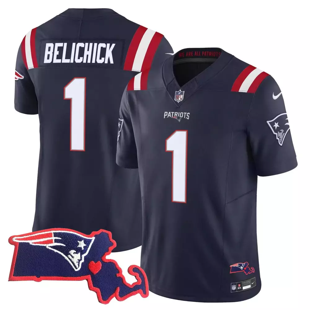 bill belichick navy womens new england patriots massachusetts patch vapor jersey all stitched