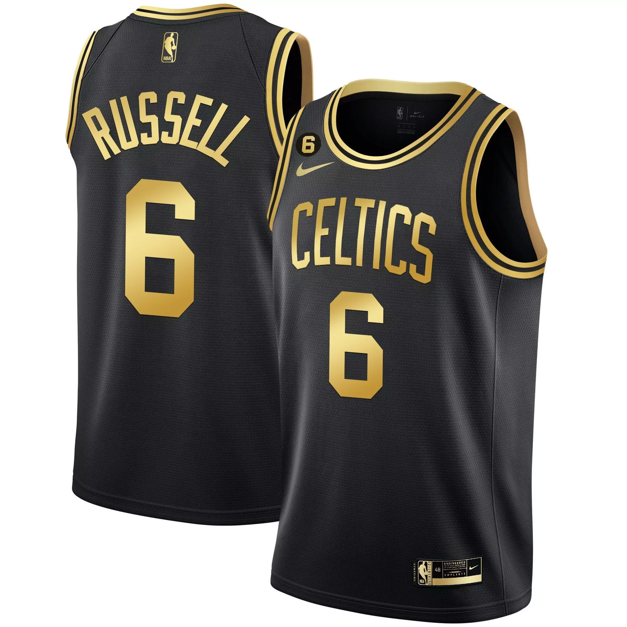 bill russell black gold mens boston celtics bill russell patch collection jersey all stitched
