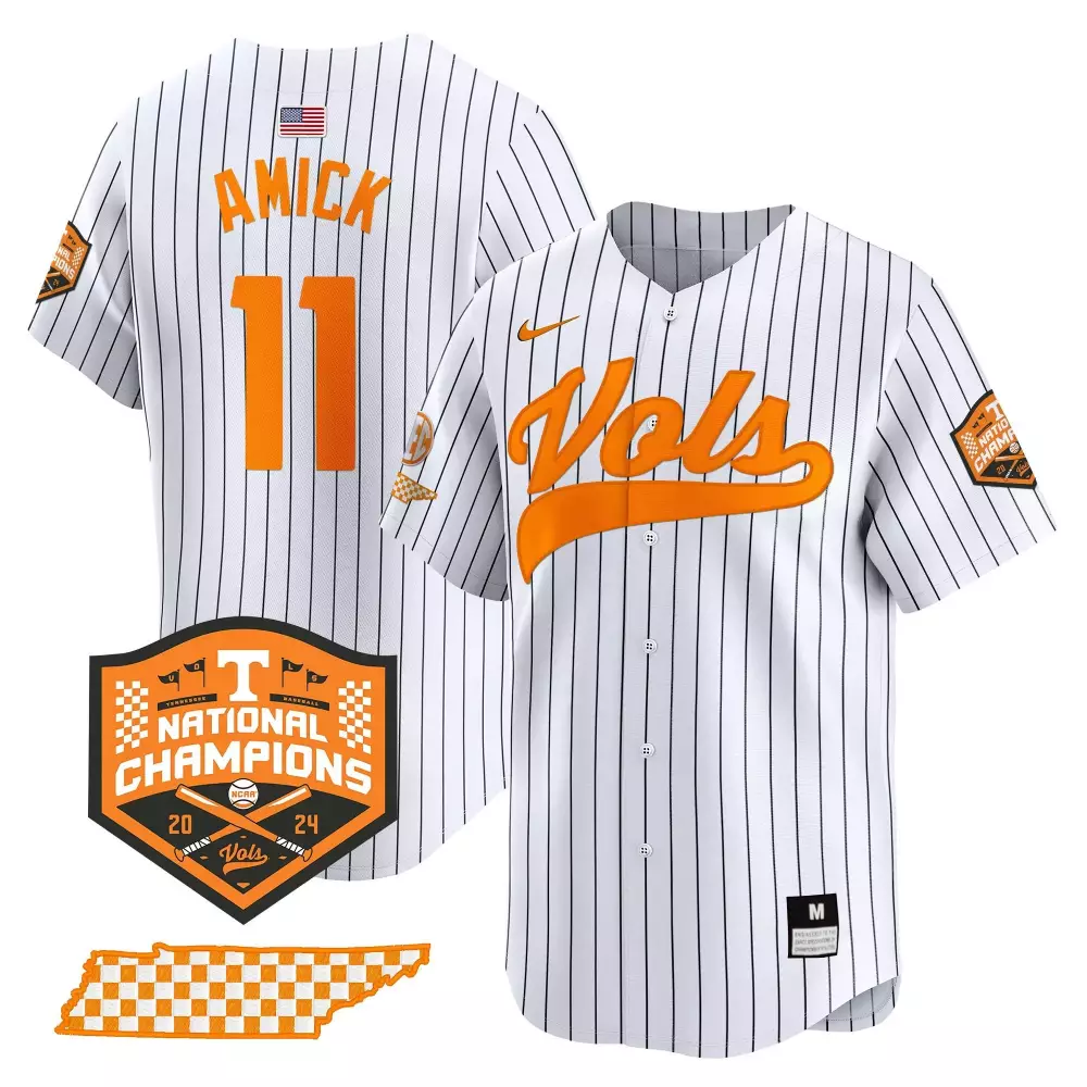 billy amick pinstripe mens tennessee volunteers 2024 champions vapor premier limited jersey all stitched