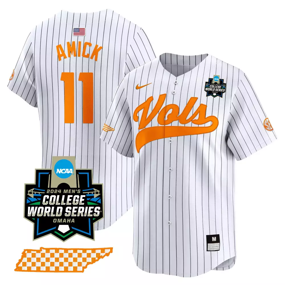 billy amick pinstripe mens tennessee volunteers 2024 champions vapor premier limited jersey all stitched