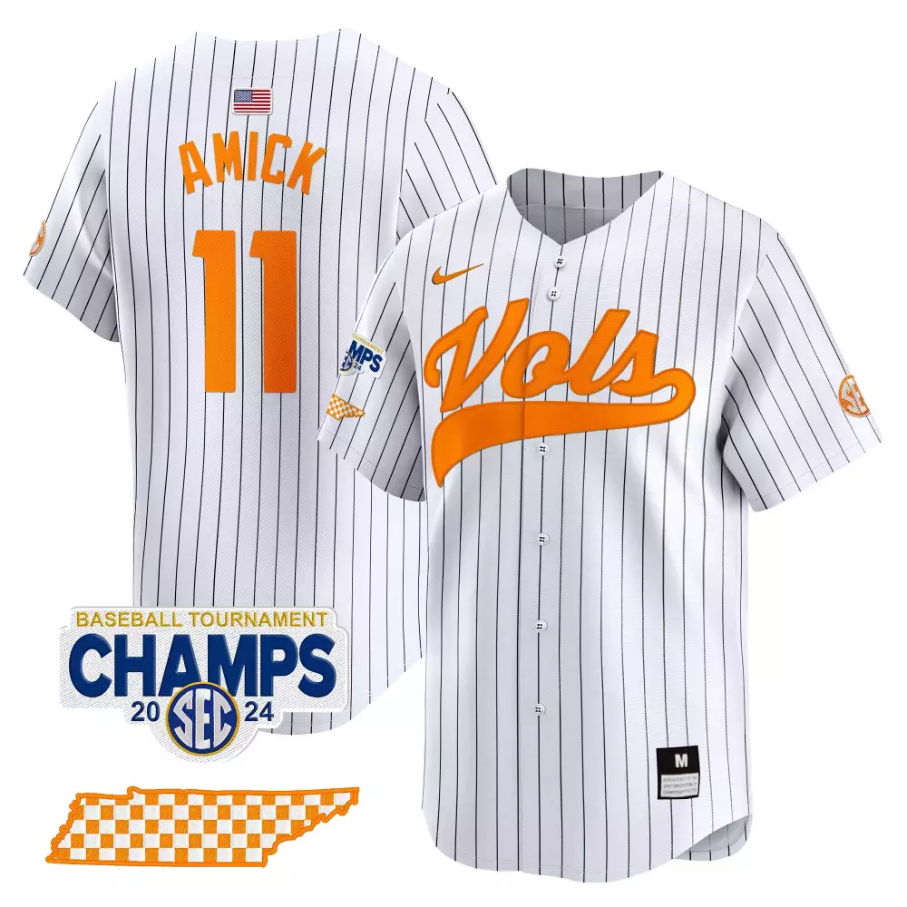 billy amick pinstripe mens tennessee volunteers 2024 champions vapor premier limited jersey all stitched
