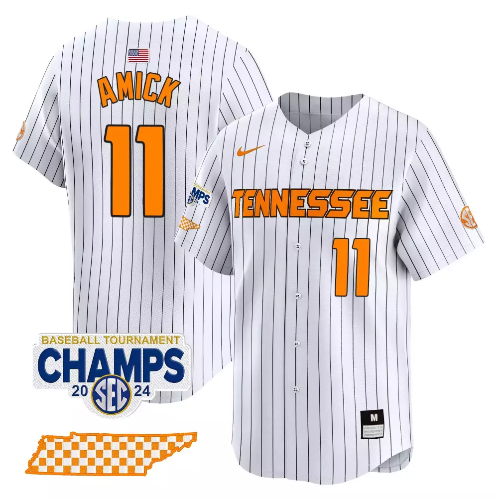 billy amick pinstripe mens tennessee volunteers 2024 champions vapor premier limited jersey all stitched
