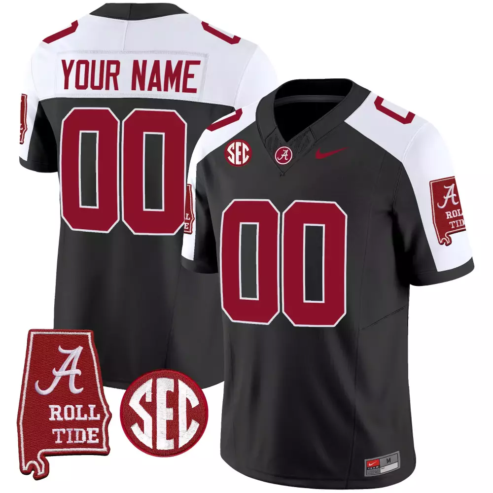 black alternate men alabama crimson tide nick saban 7x champions patch vapor custom jersey all stitched