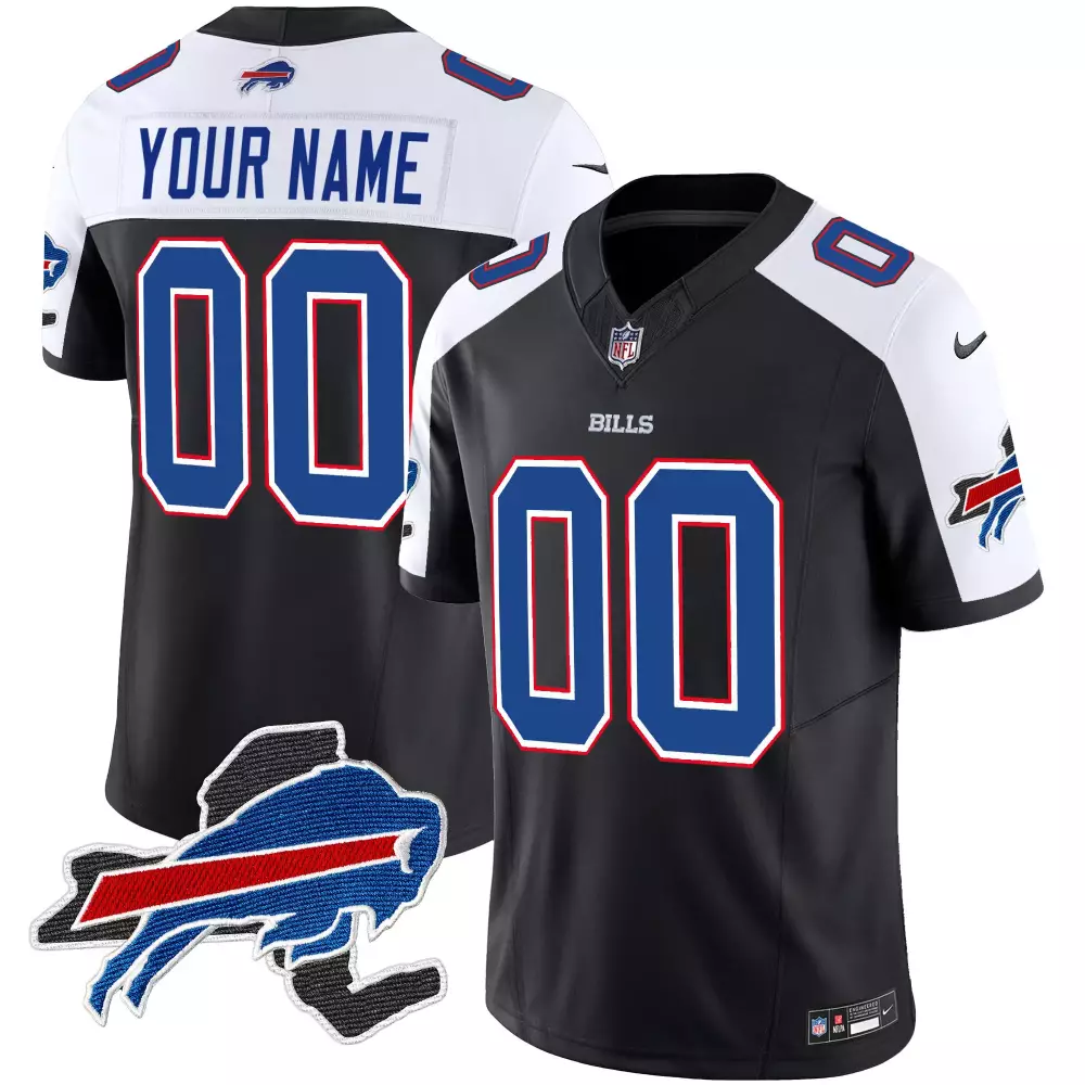 black alternate men buffalo bills new york patch gold trim vapor custom jersey all stitched
