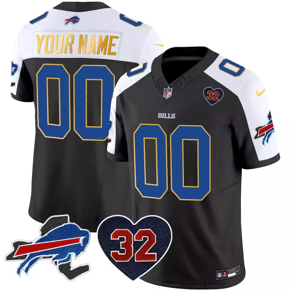 black alternate men buffalo bills new york patch gold trim vapor custom jersey all stitched