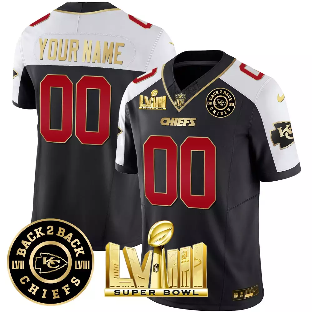 Back-to-Back Kansas City Chiefs Youth Jersey | Vapor Custom Patch Style | Stitched White | Fan Gear for Men, Women & Youth