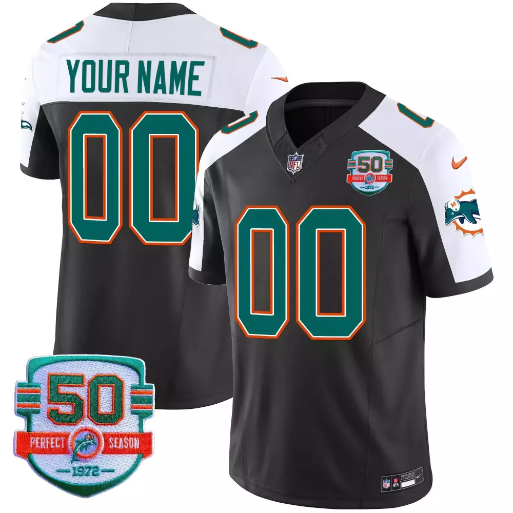 Throwback Miami Dolphins Black Alternate Jersey V2 | Vapor Custom Gear | For Men, Women & Youth