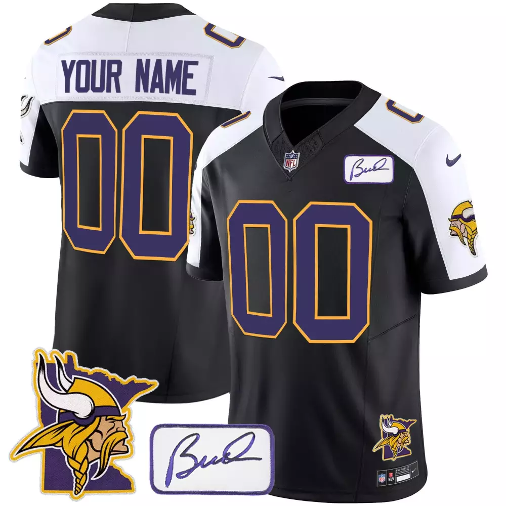 black alternate men minnesota vikings bud grant minnesota patch classic limited custom jersey all stitched