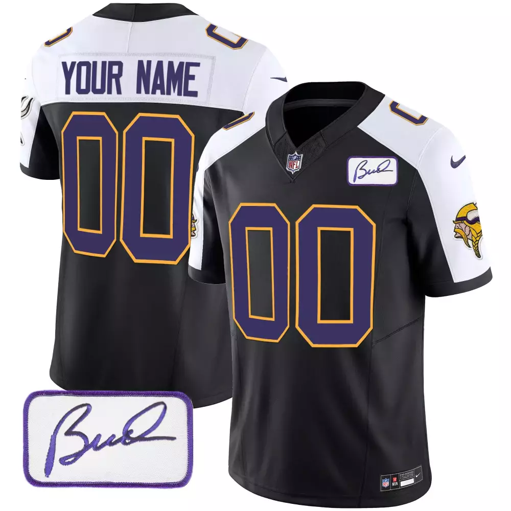 black alternate men minnesota vikings bud grant minnesota patch classic limited custom jersey all stitched