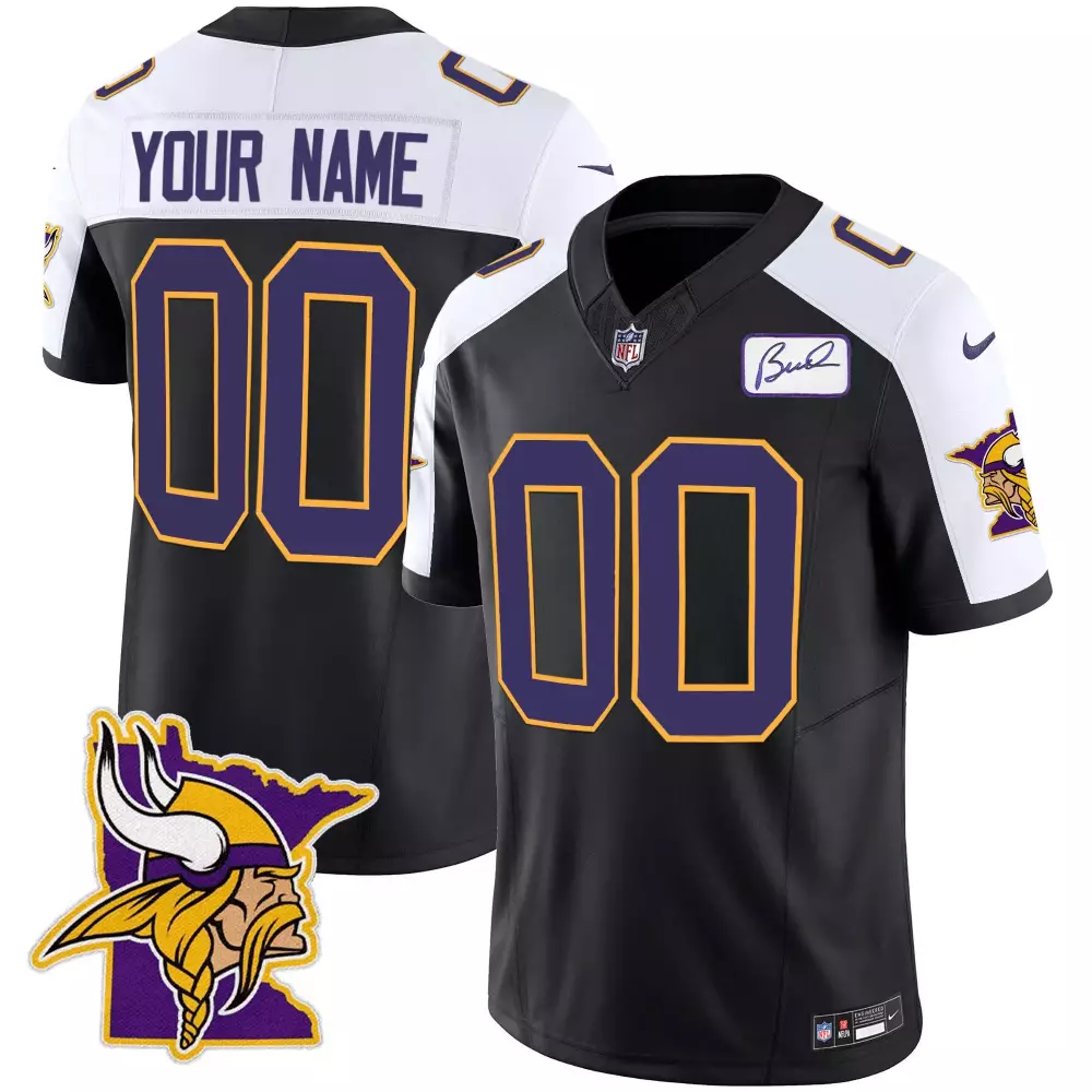 black alternate men minnesota vikings bud grant minnesota patch classic limited custom jersey all stitched