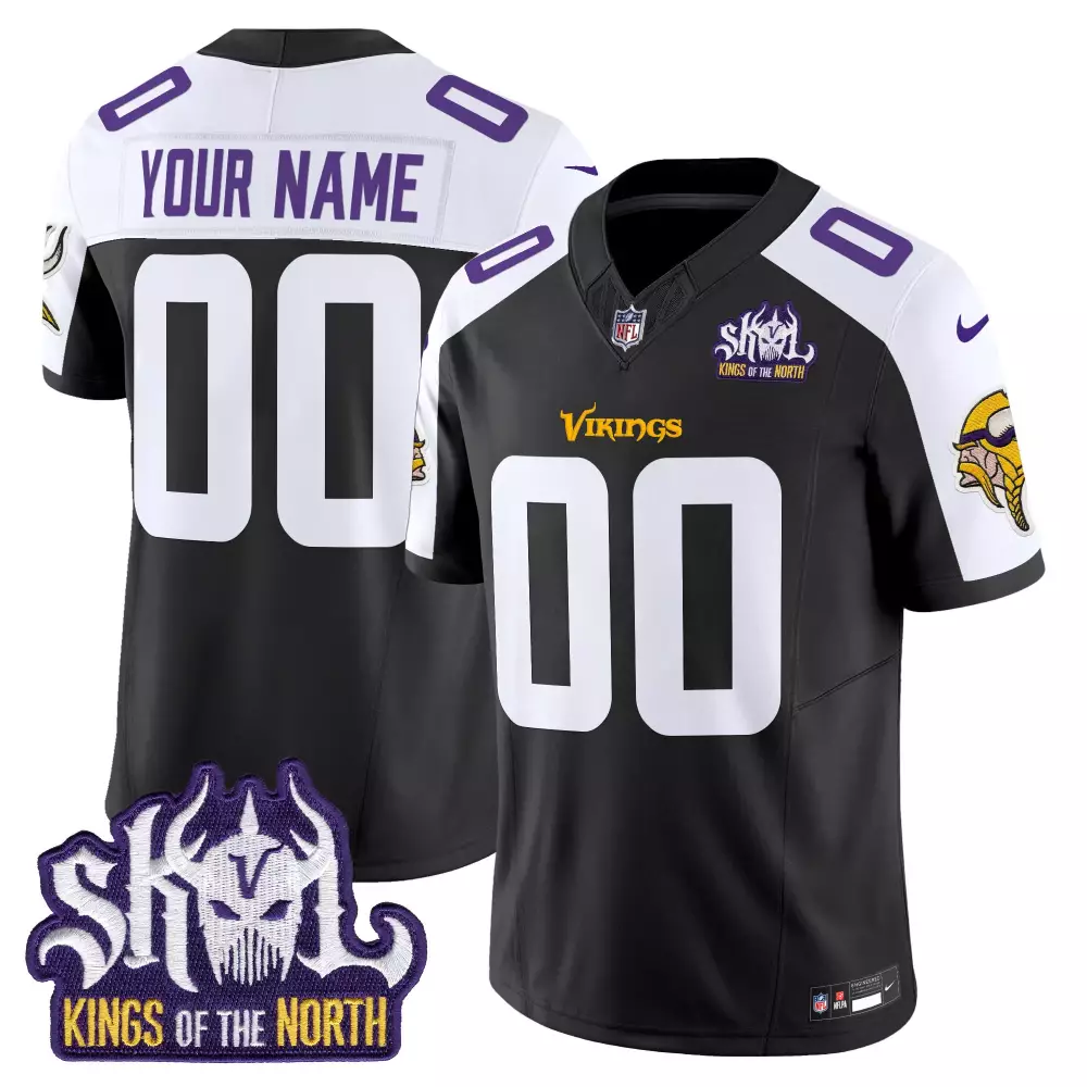 black alternate men minnesota vikings kings of the north patch vapor limited custom jersey all stitched