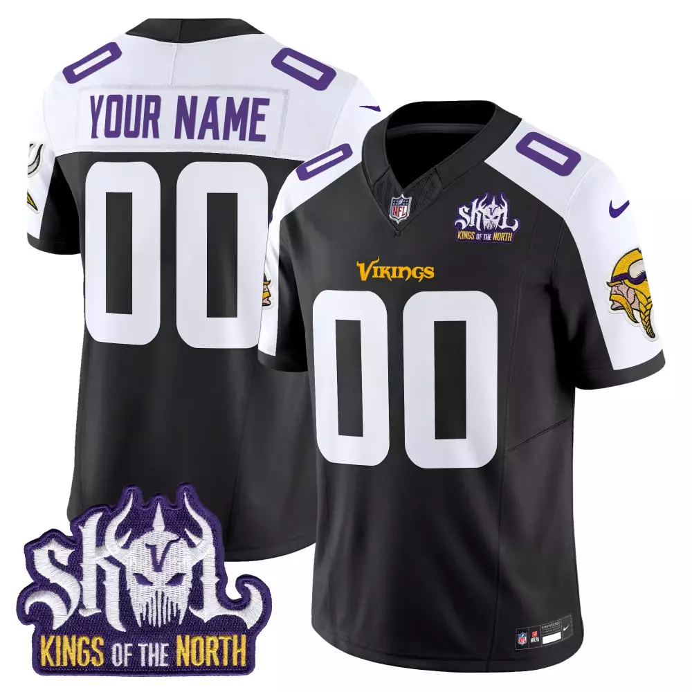 black alternate men minnesota vikings kings of the north patch vapor limited custom jersey all stitched