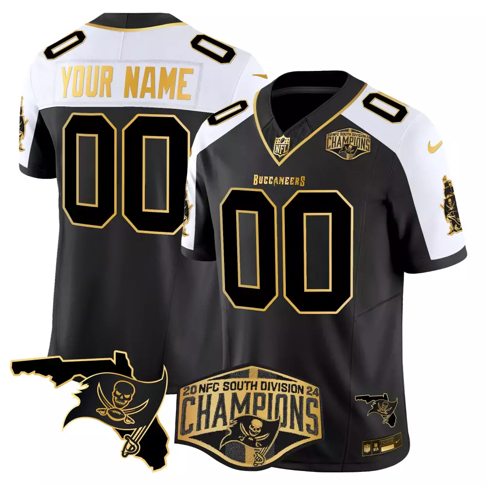 black alternate men tampa bay buccaneers 2024 nfc south division champions patch gold vapor limited custom jersey all st