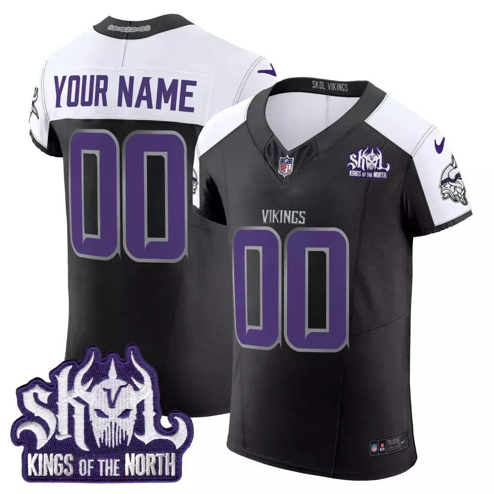 black alternate men vikings 2024 winter warrior skol patch vapor elite custom jersey all stitched