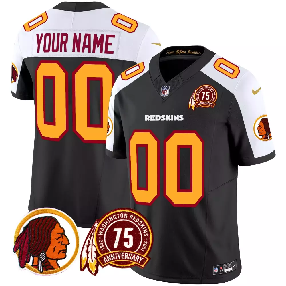 black alternate men washington redskins 75th patch throwback vapor limited custom jersey all stitched