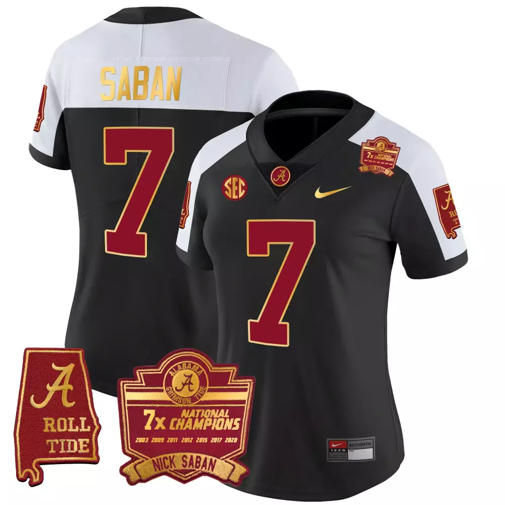 black alternate men nick saban alabama crimson tide gold trim vapor jersey alabama map all stitched