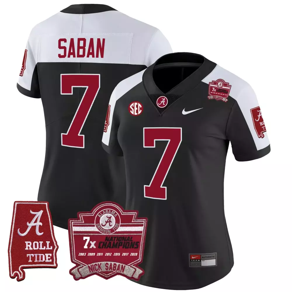 black alternate men nick saban alabama crimson tide gold trim vapor jersey alabama map all stitched