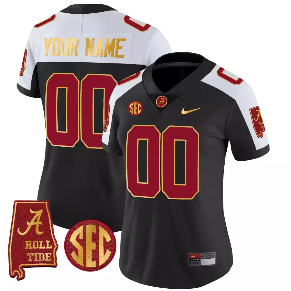 black alternate men nick saban alabama crimson tide gold trim vapor jersey alabama map all stitched