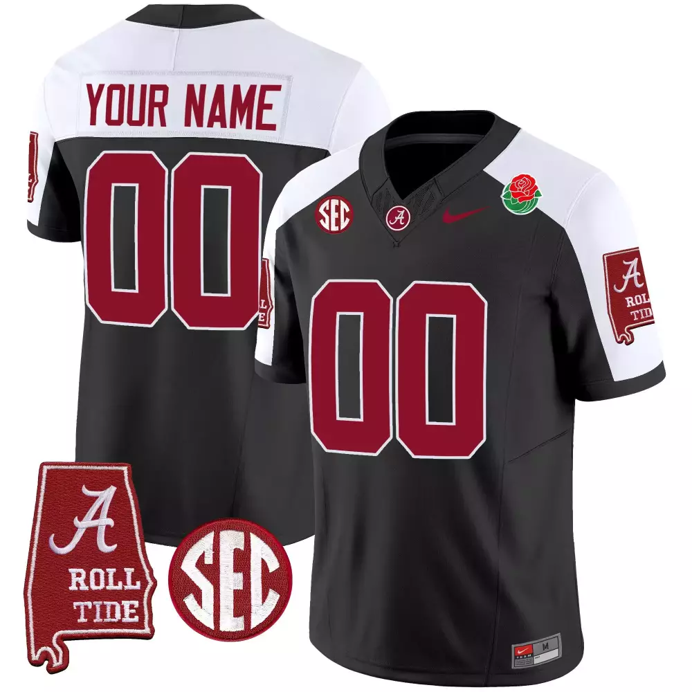 black alternate women alabama crimson tide rose bowl patch vapor custom jersey all stitched