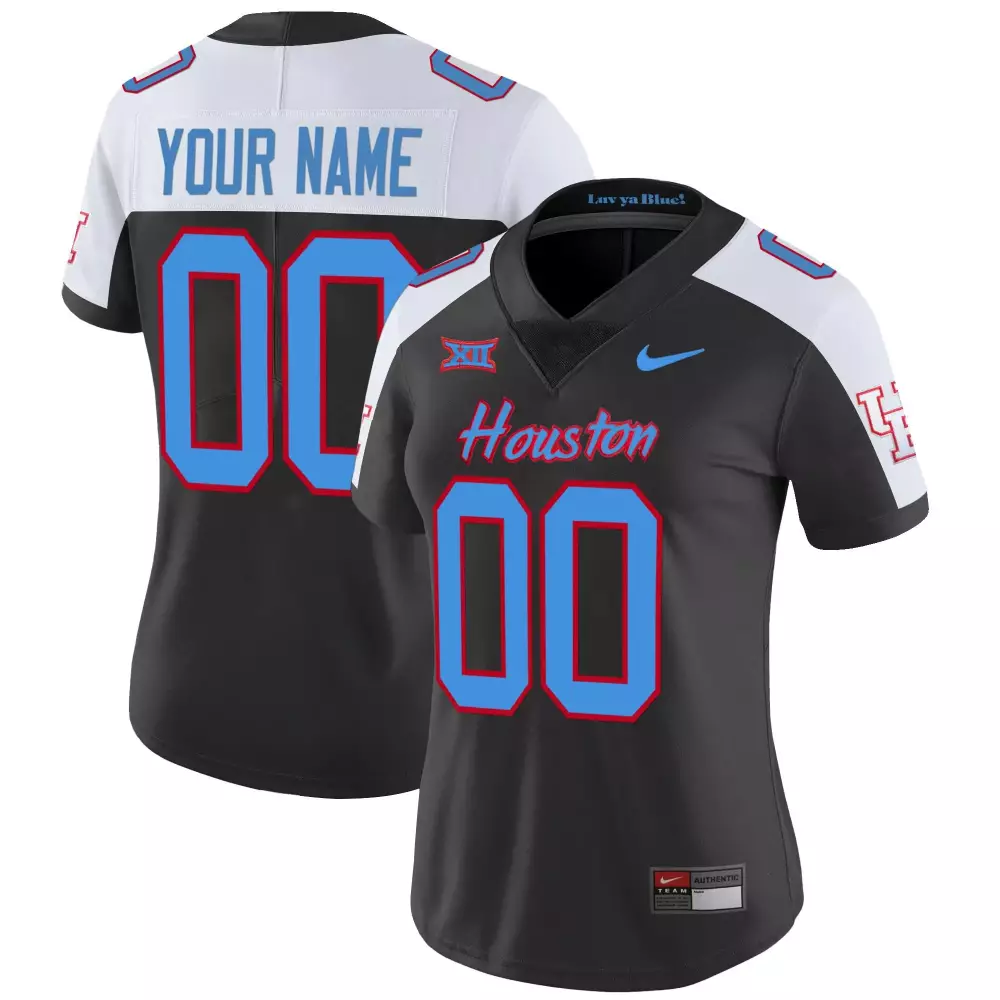 black alternate women houston cougars 2023 oilers inspired vapor custom jersey v3 all stitched