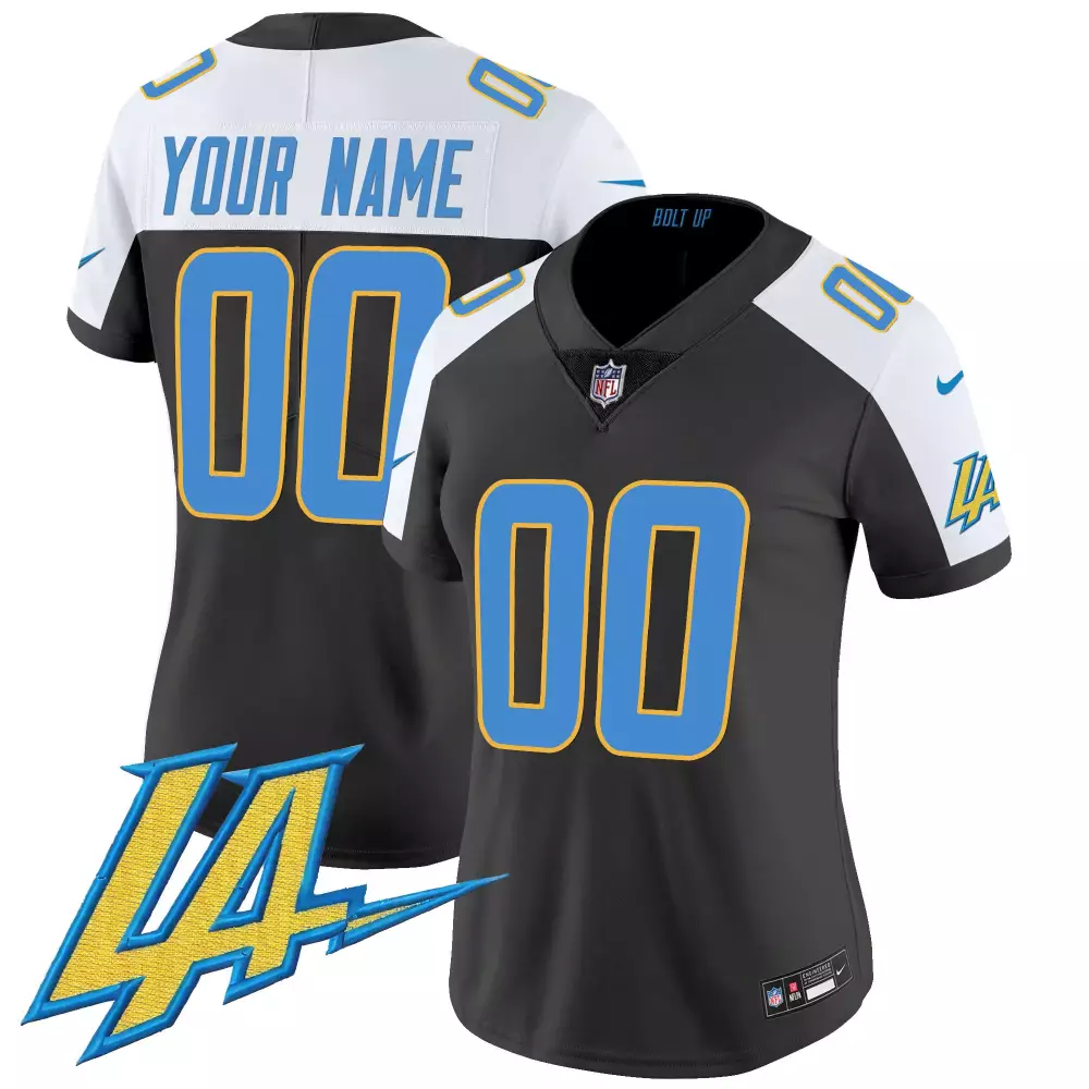 black alternate women los angeles chargers vapor limited custom jersey v2 all stitched