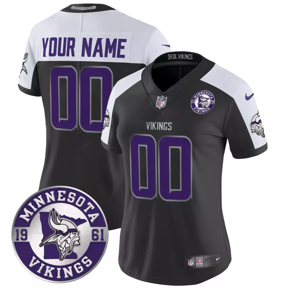 black alternate men minnesota vikings kings of the north patch vapor limited custom jersey all stitched