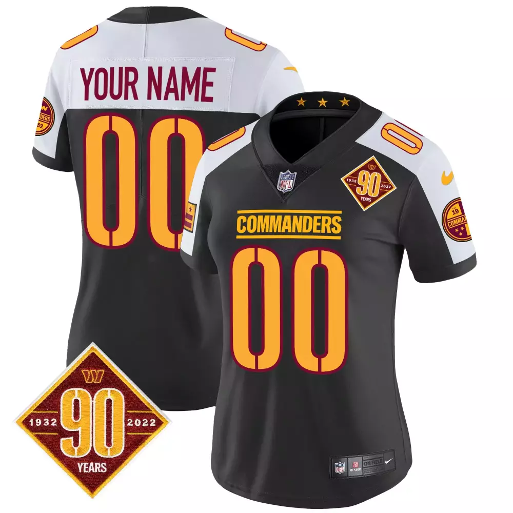 Washington Commanders Women's 90th Anniversary Gold Vapor Custom Jersey | Stitched Style | Fan Gear for Game Day | For Women, Men & Youth