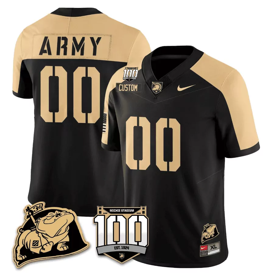 black alternate youth army black knights 100th anniversary patch vapor custom jersey all stitched