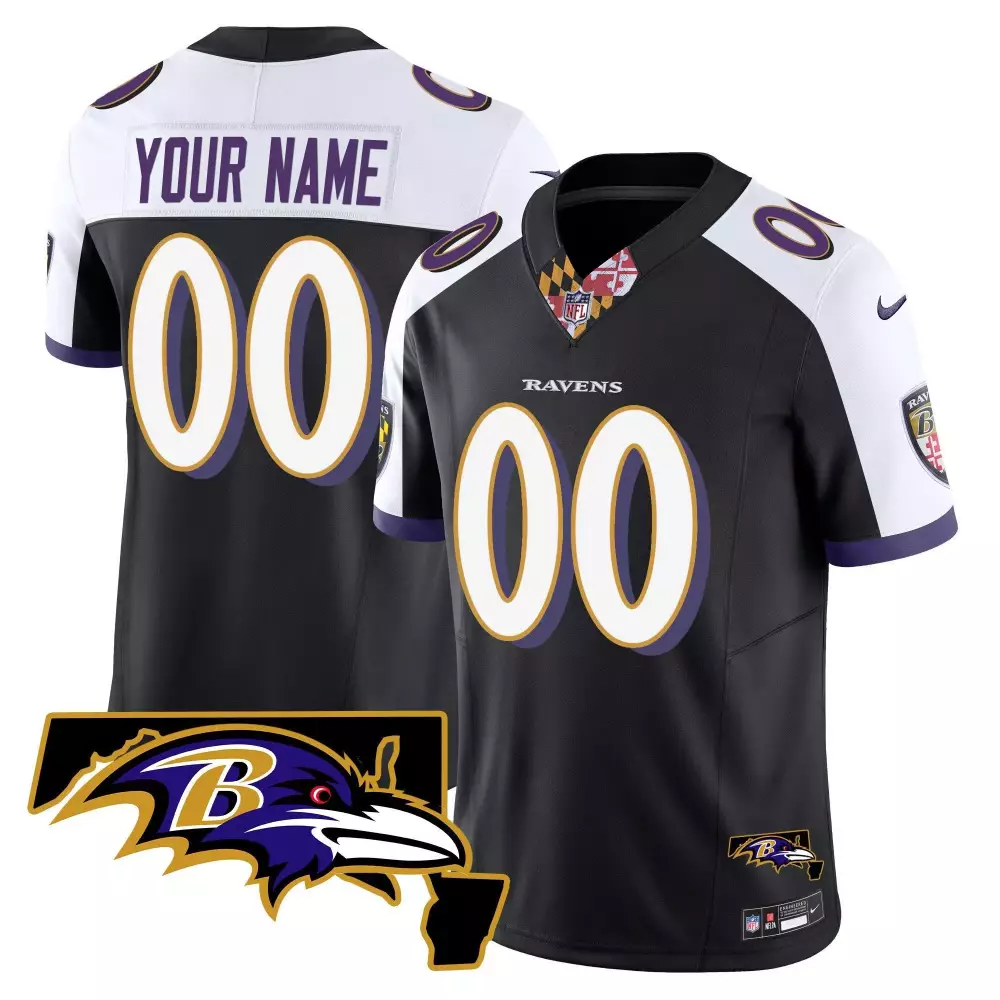 Maryland Patch Black Alternate Jersey | Baltimore Ravens Vapor Limited Edition | Custom Stitched Fan Gear | For Men, Women & Youth