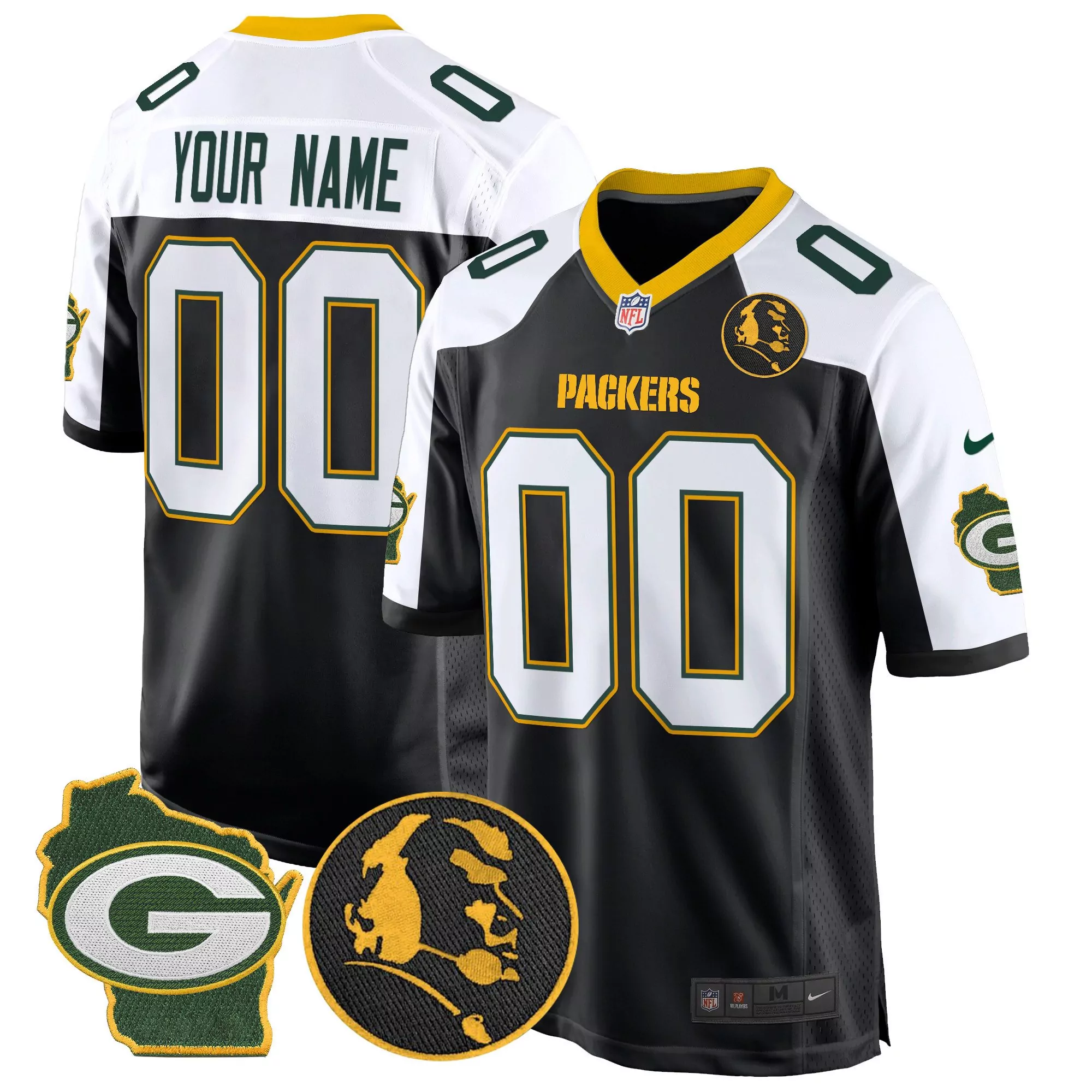 black alternate youth green bay packers 13 time world champions home patch vapor custom jersey all stitched