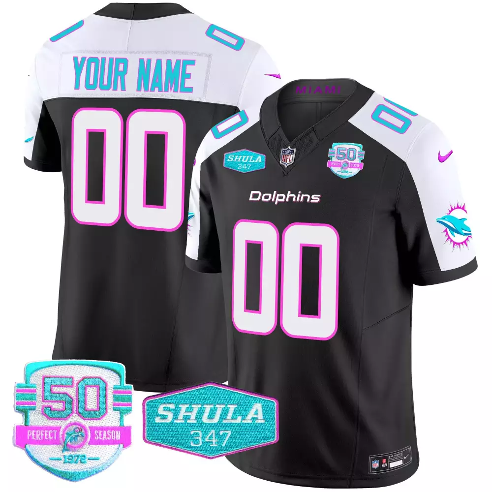 Miami Dolphins Black Alternate Miami Vice Youth Jersey V2 | Vapor Limited Edition Custom Gear | For Youth