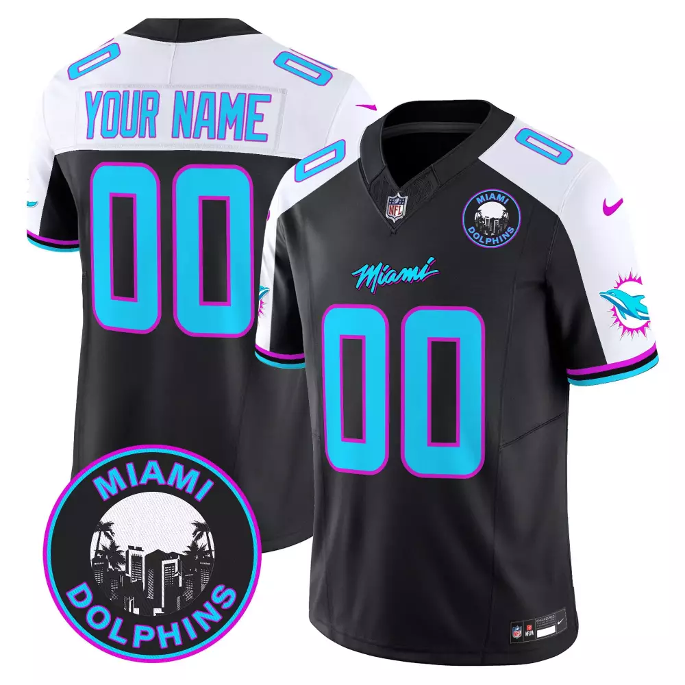 Miami Dolphins Black Alternate Miami Vice Youth Jersey V2 | Vapor Limited Edition Custom Gear | For Youth