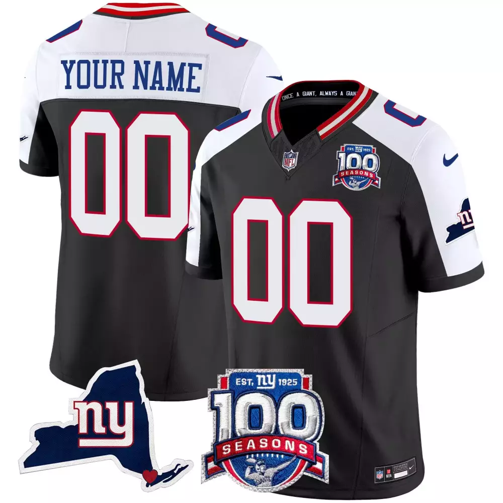 Black Alternate Youth New York Giants 100th Season State Patch Vapor Jersey | Limited Custom Stitched Gear for Men, Women & Youth