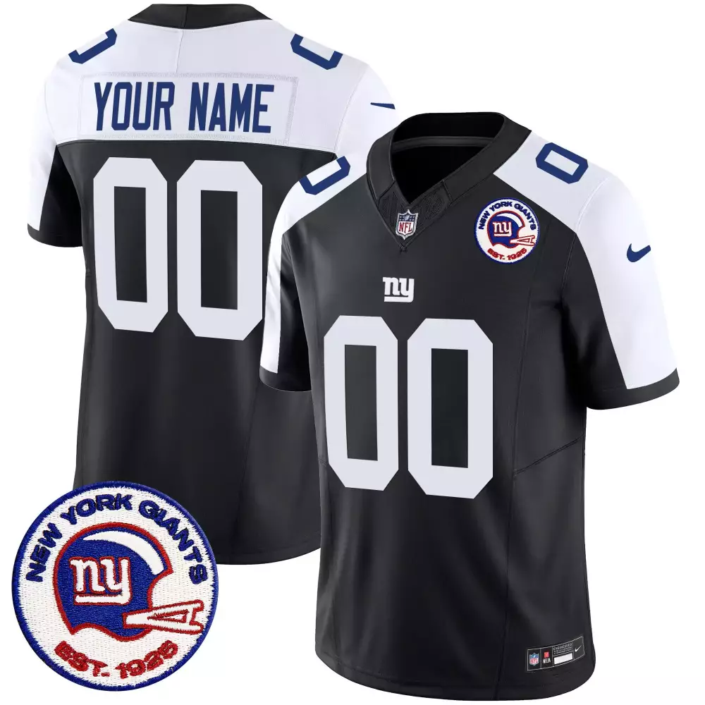 black alternate youth new york giants est 1925 patch vapor limited custom jersey all stitched