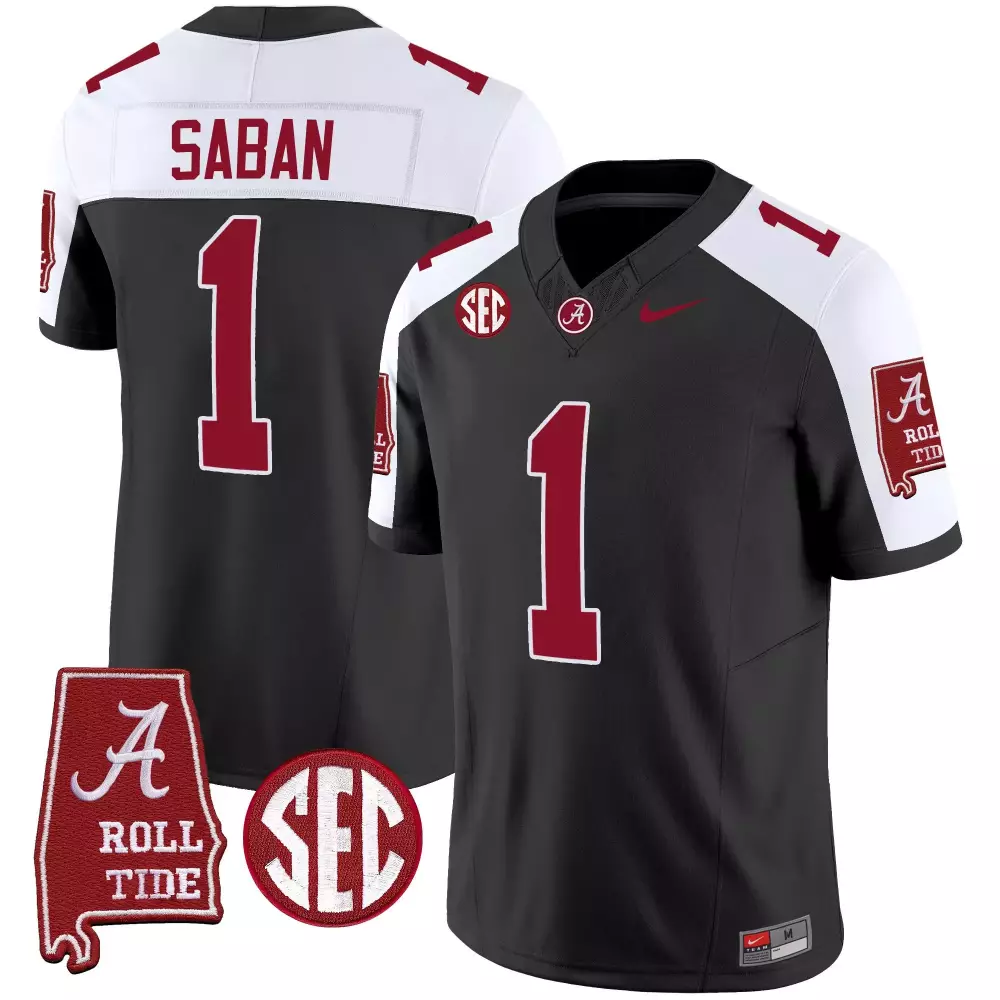 black alternate youth nick saban alabama crimson tide gold trim vapor jersey alabama map all stitched
