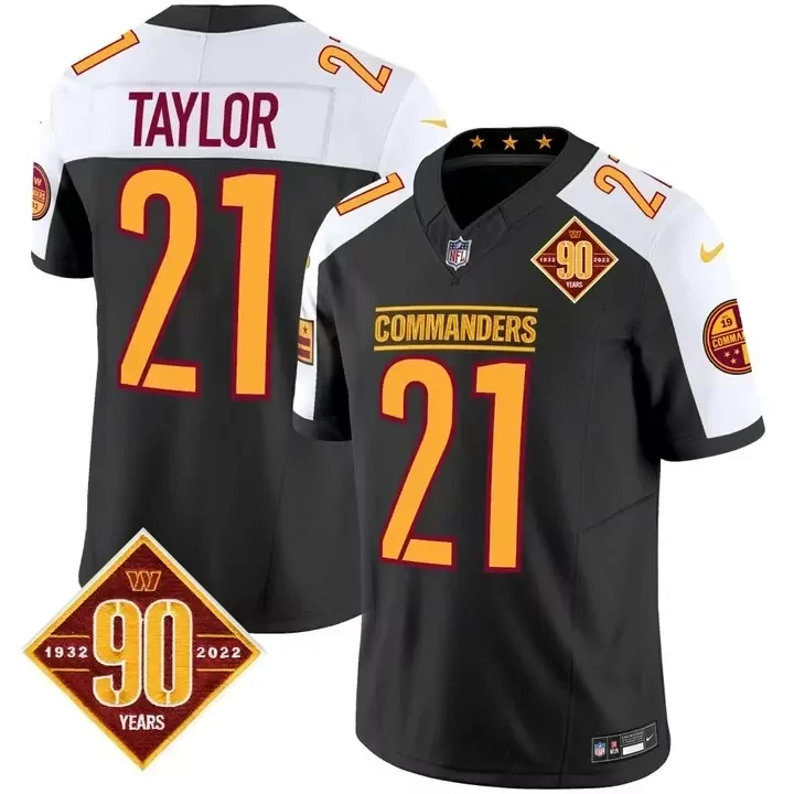 black alternate women washington commanders 90th anniversary patch vapor custom jersey v2 all stitched