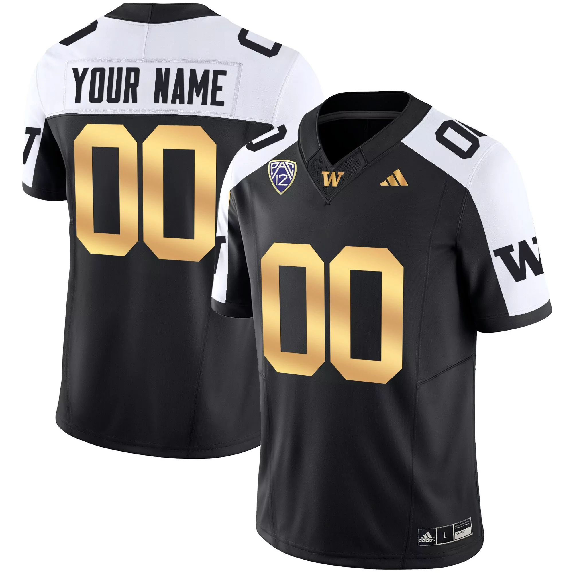 black alternate youth washington huskies 2024 vapor limited custom jersey all stitched