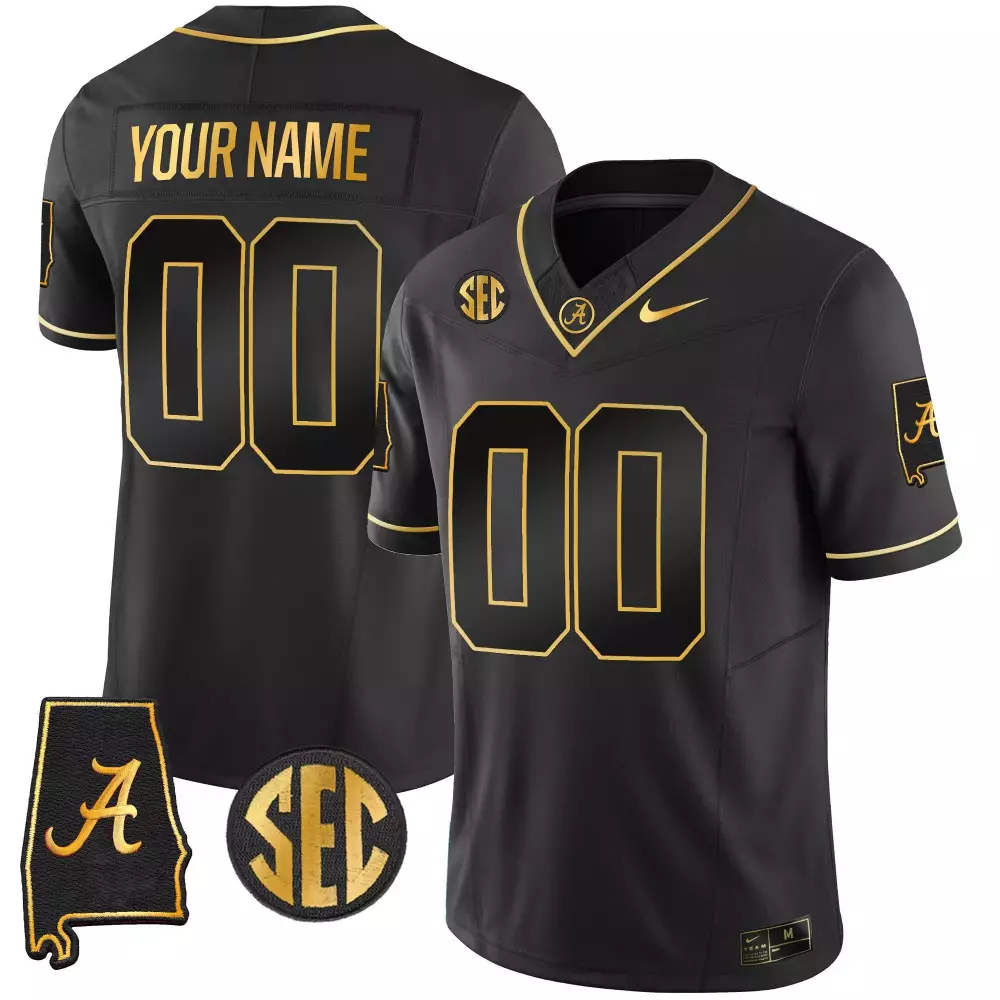 black gold men alabama crimson tide gold vapor limited custom jersey alabama map all stitched