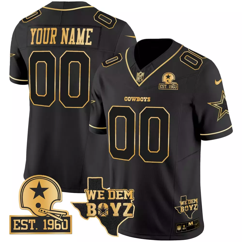black gold men dallas cowboys 5x super bowl champions vapor limited custom jersey all stitched