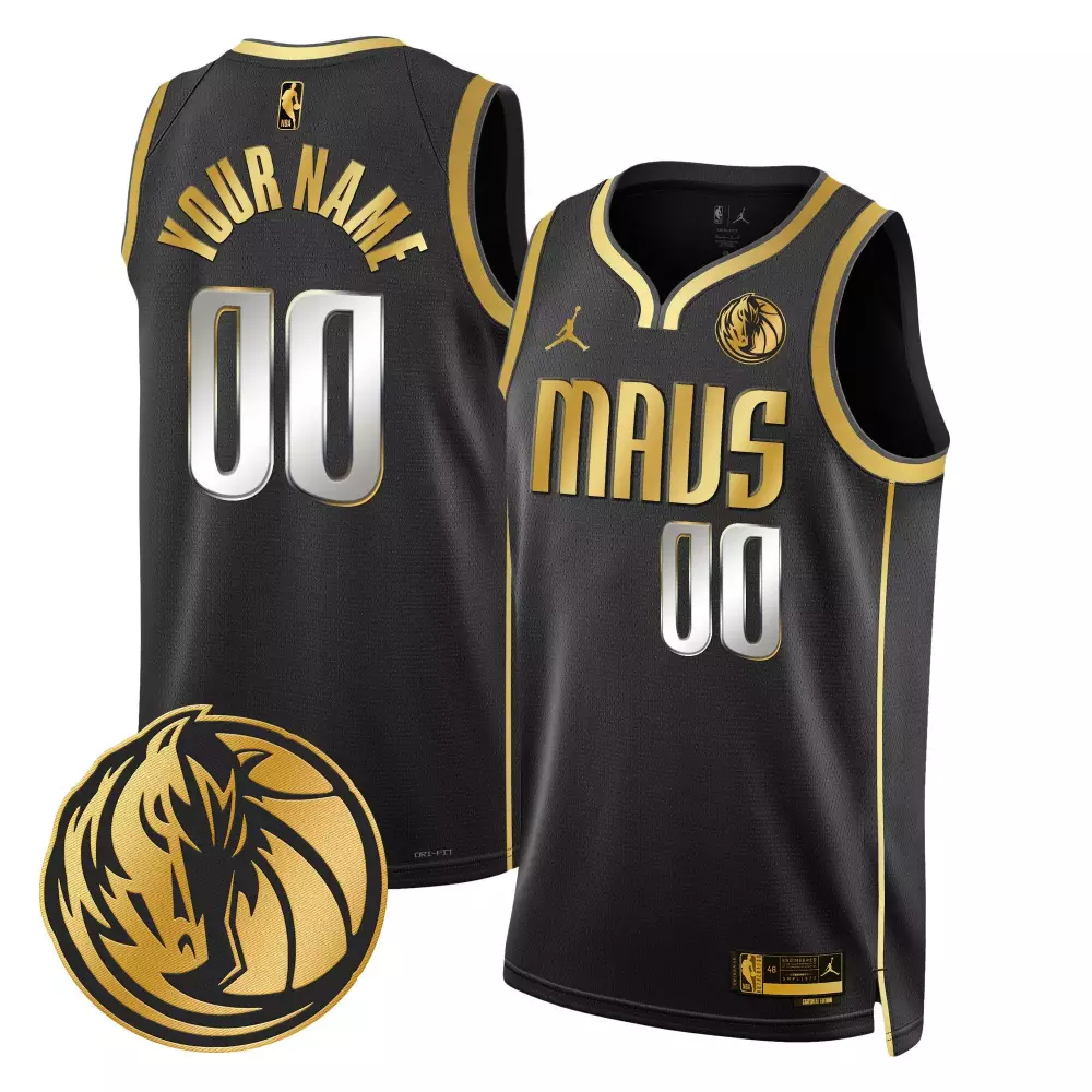 black gold men dallas mavericks swingman custom jersey v2 all stitched