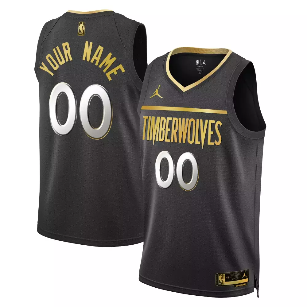 black gold men minnesota timberwolves swingman custom jersey all stitched