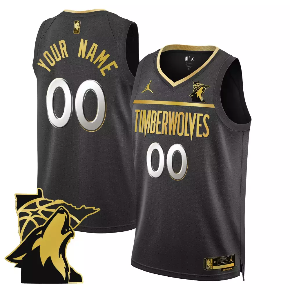 black gold men minnesota timberwolves swingman custom jersey all stitched