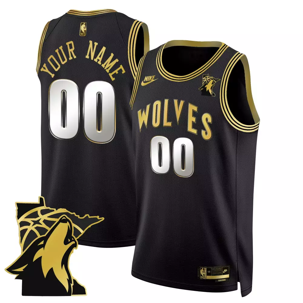 black gold men minnesota timberwolves swingman custom jersey all stitched