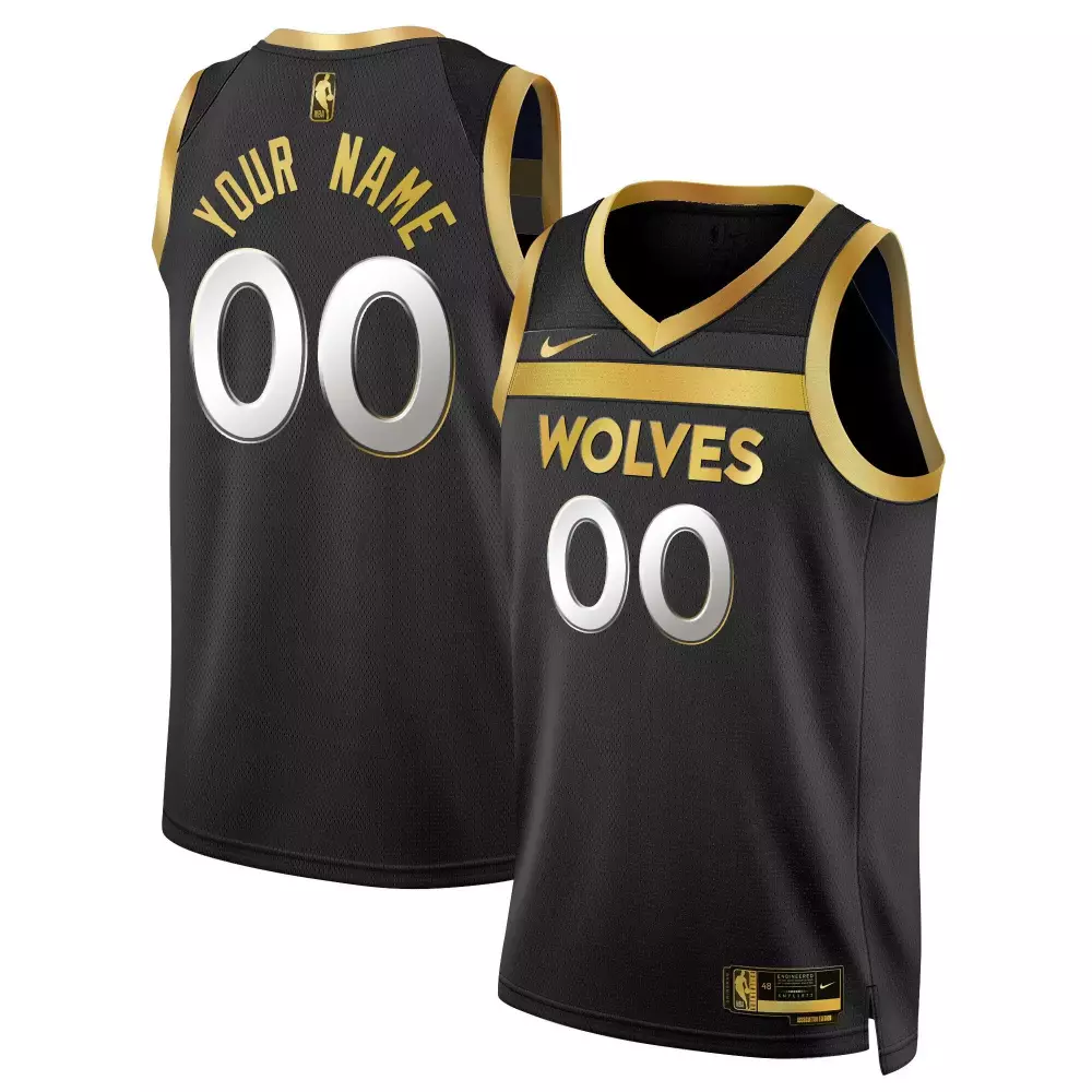 black gold men minnesota timberwolves swingman custom jersey all stitched