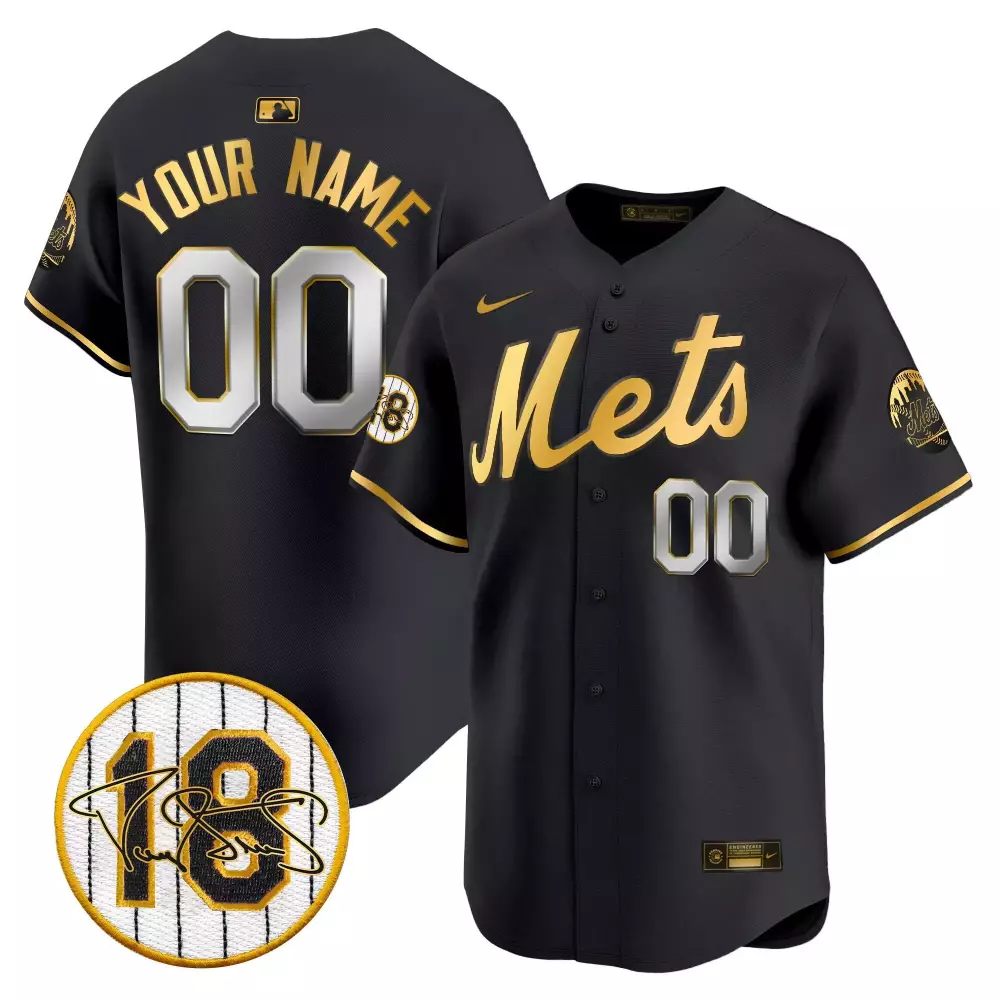 Black Gold Men's New York Mets Darryl Strawberry Patch Vapor Premier Limited Custom Jersey | All Stitched | For Men, Women & Youth