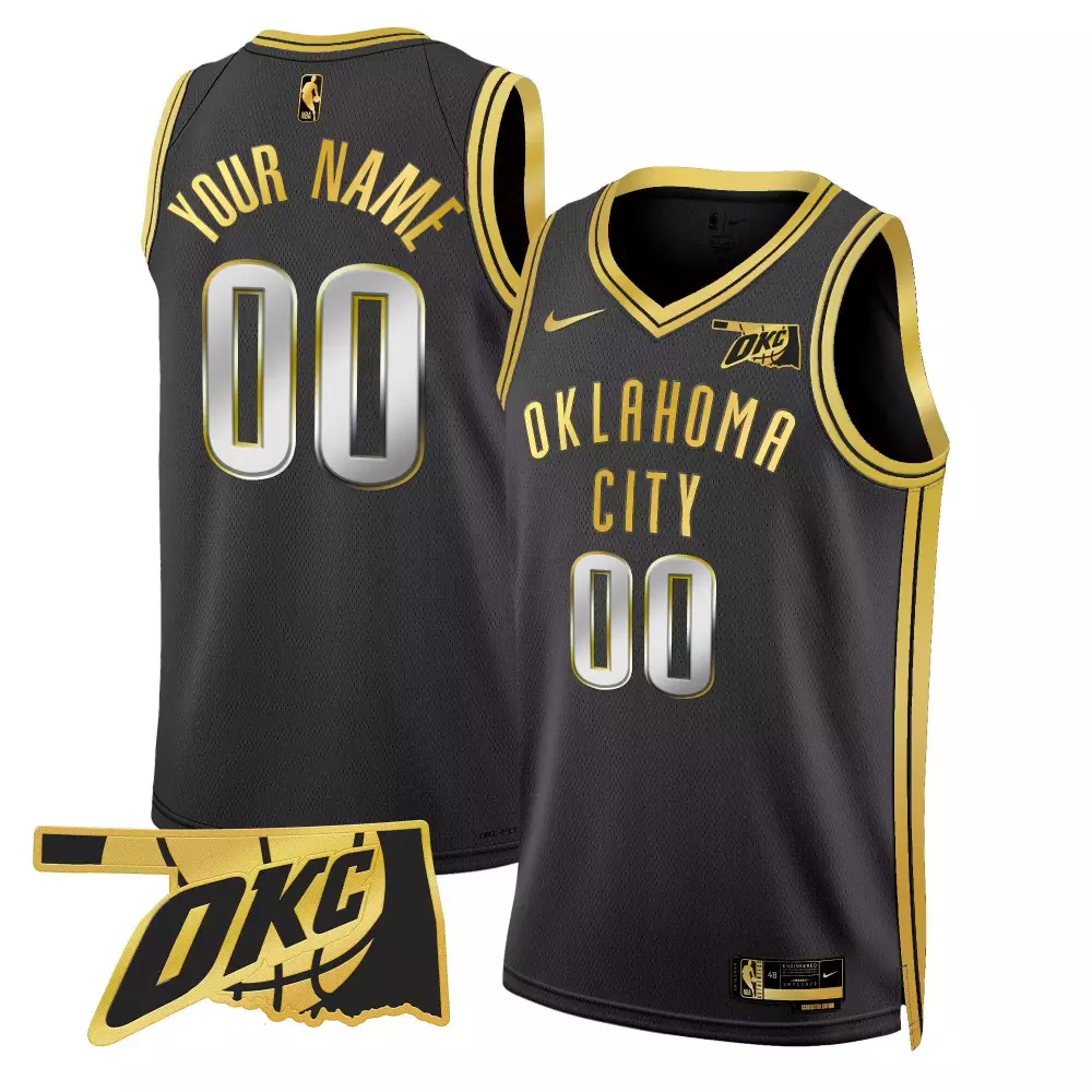 black gold men oklahoma city thunder swingman custom jersey oklahoma patch all stitched