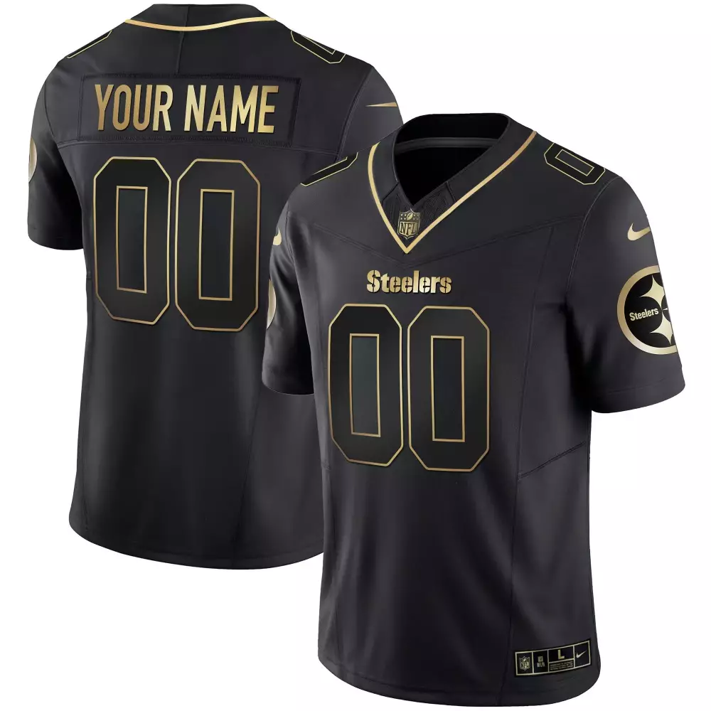 Pittsburgh Steelers Black Gold Vapor Custom Jersey | Stitched Edition | For Men, Women & Youth