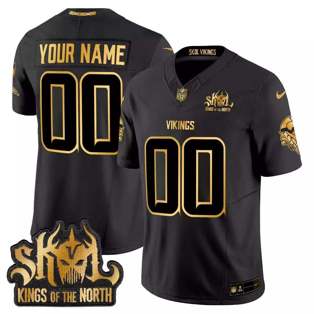 black alternate youth vikings 2024 winter warrior skol patch vapor elite custom jersey all stitched