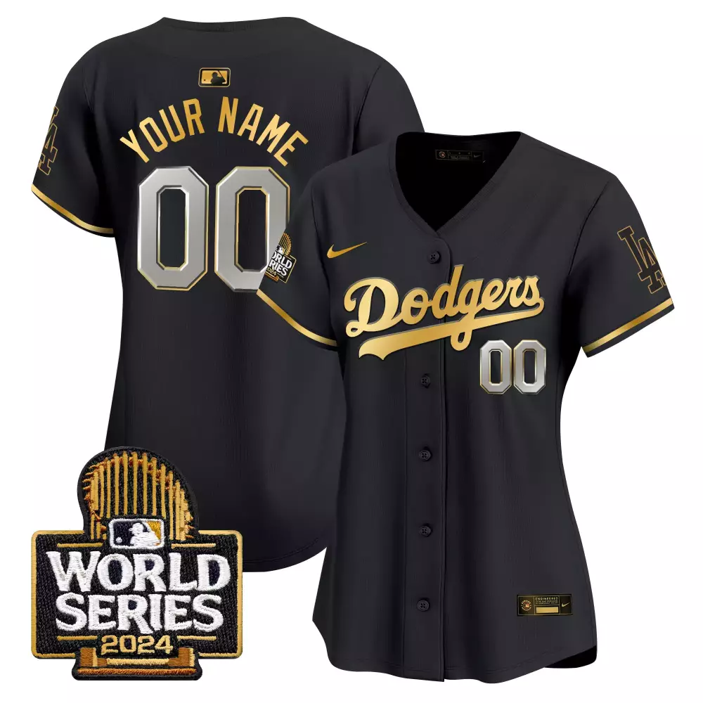 Women’s Dodgers Bryant Vin Patch Gold Trim Jersey | Black Gold Vapor Premier Limited Edition | Fan Gear for Women, Men & You